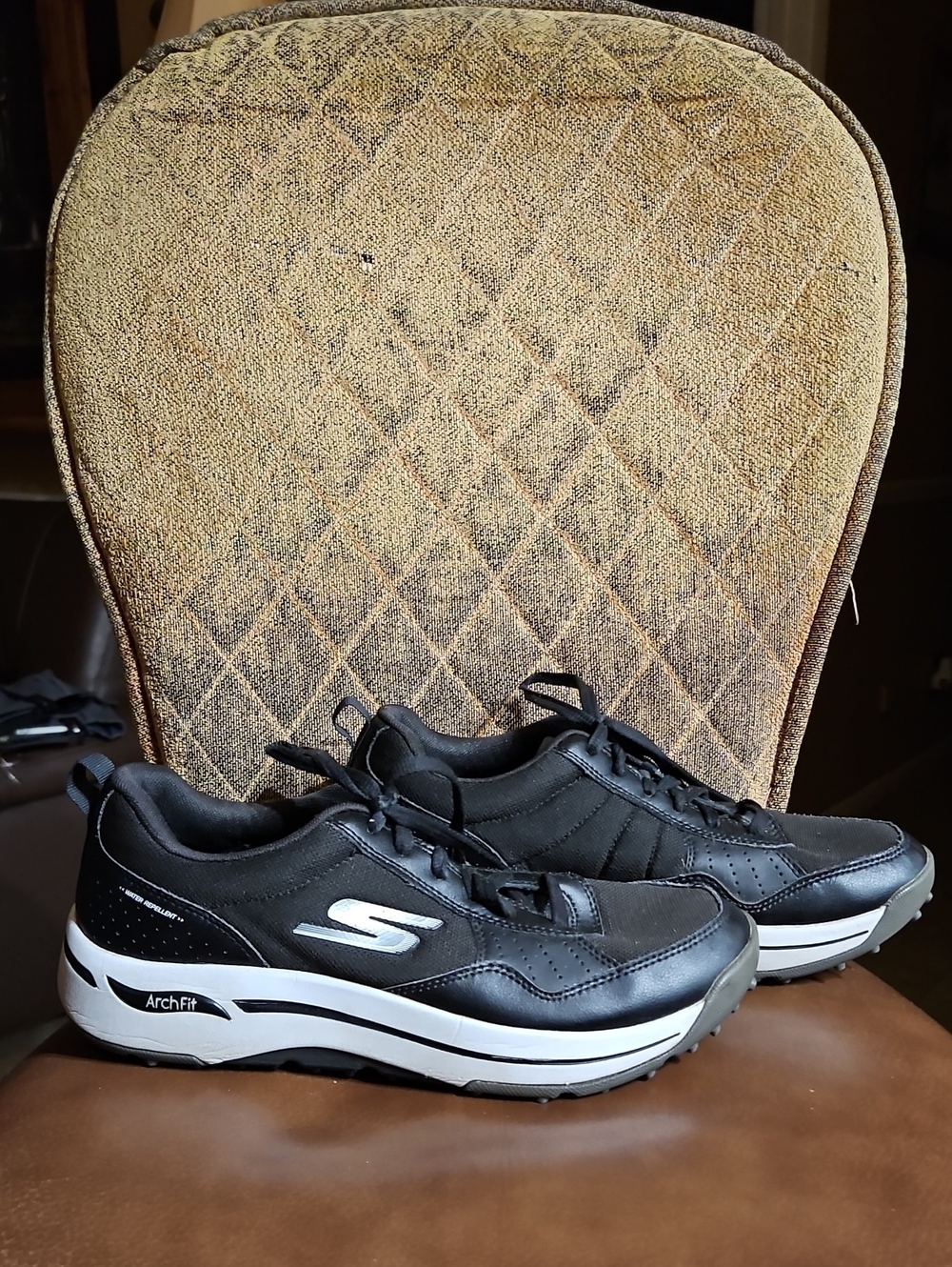 Skechers Go Golf Arch Fit Line Up Spikeless Golf Shoes Lace Up Black White